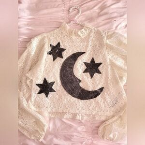 Harry Styles inspired lace balloon sleeve crop top